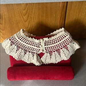 Crochet Lace Collar with Button Detail